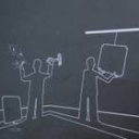 Dibujo hombre rompiendo paredes